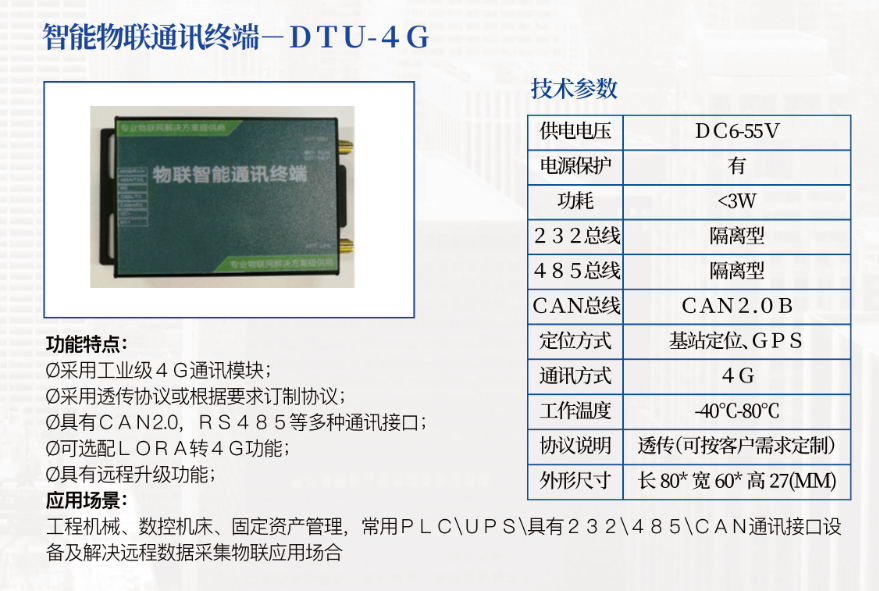 智能物联通讯终端－ＤＴＵ-４Ｇ