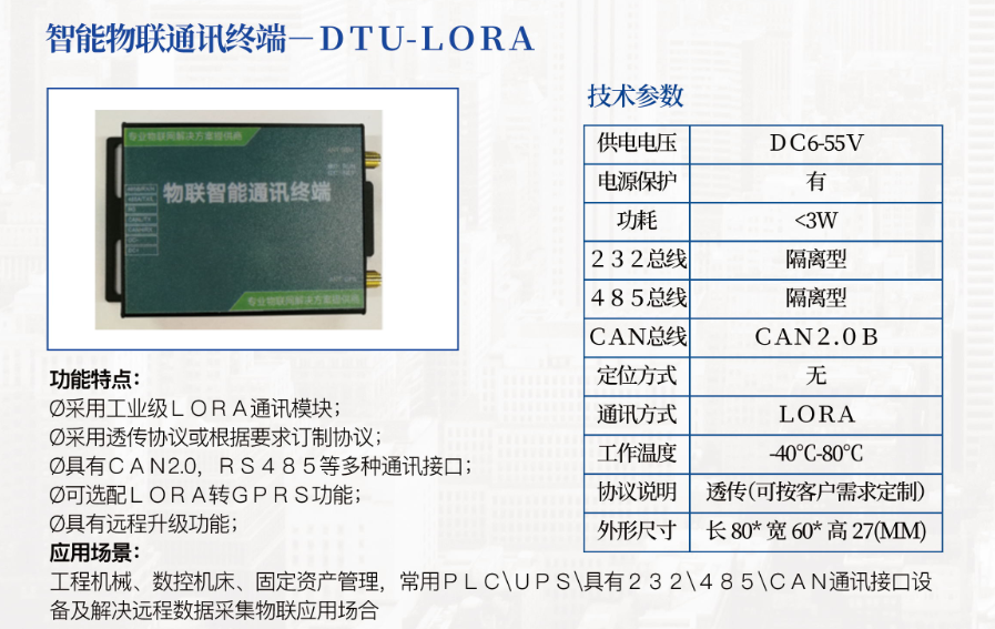 智能物联通讯终端－ＤＴＵ-ＬＯＲＡ